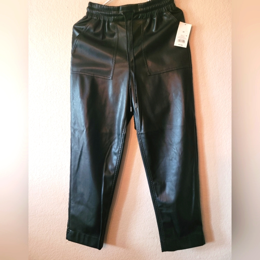 A NEW DAY Brand. Black Faux Leather  Joggers (107)